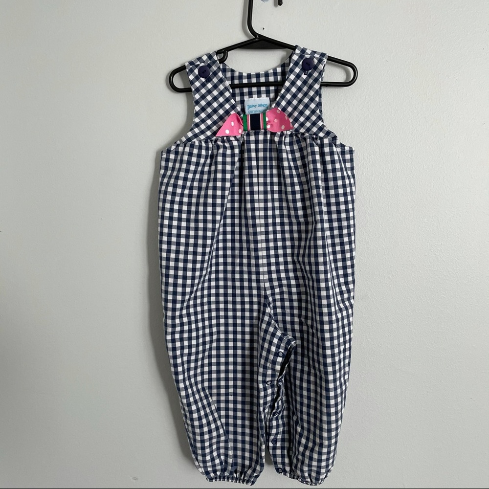 Patsy Aiken jumpsuit girls 2t plaid bow sleeveless